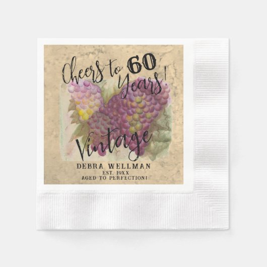 60e verjaardag wijnland thema servet (Voorkant)