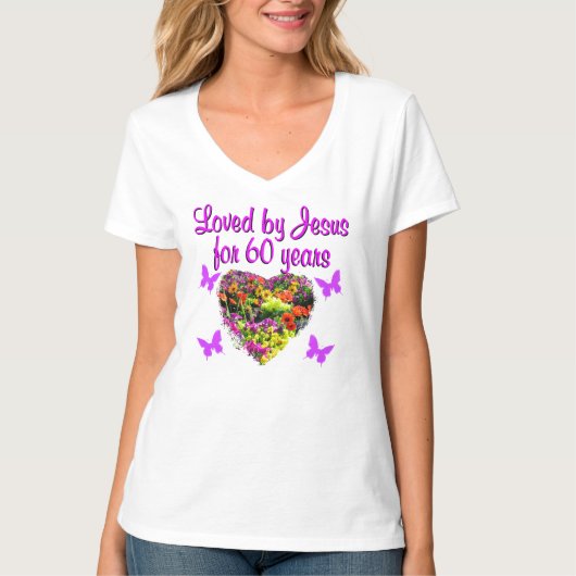 60E VERJAARDAG WILDE BLOEM FOTO T-SHIRT (Voorkant)