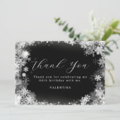 60e verjaardag Winter Wonderland Sneeuwvlok Bedankkaart (Staand voorkant)