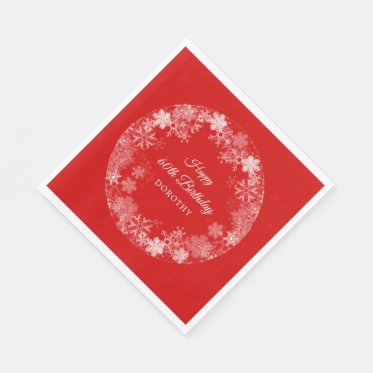 60e verjaardag Winter Wonderland Sneeuwvlok Rood Servet (Hoek)