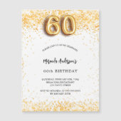 60e verjaardag wit goud confetti luxe magnetische uitnodiging (Voorkant)