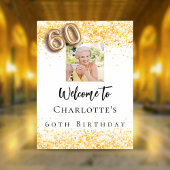 60e verjaardag wit goud foto confetti welkom poster