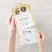 60e verjaardag wit goud fotofeest RSVP All In One Uitnodiging (Afscheurbaar)