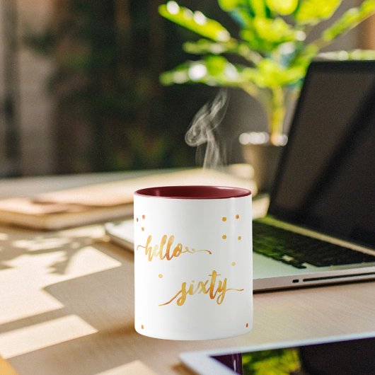 60e verjaardag wit goud hallo 60 mok