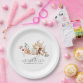 60e Verjaardag Witte Pompoen Herfst Bloemen Aangep Papieren Bordje (Feest)