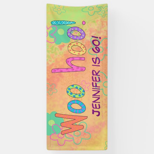 60e verjaardag WooHoo naam gepersonaliseerde banne Spandoek (Verticaal)