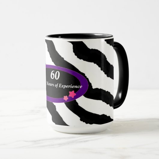60e verjaardag Zebra afdrukken Mok (Voorkant rechts)