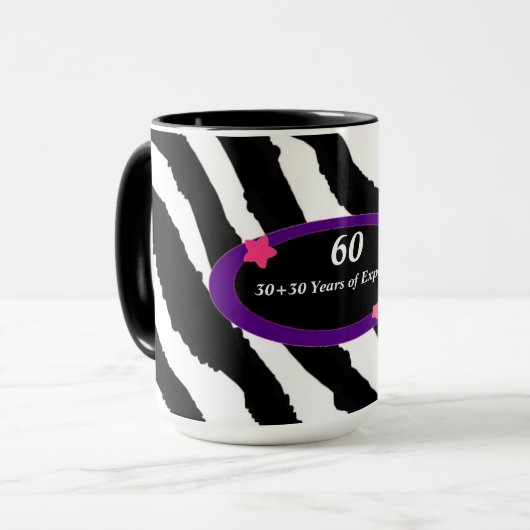 60e verjaardag Zebra afdrukken Mok (Voorkant links)