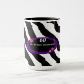 60e verjaardag zebra bontprint mok (Midden)