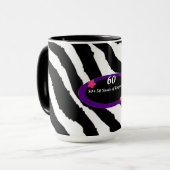 60e verjaardag zebra bontprint mok (Voorkant links)