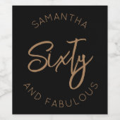 60e verjaardag Zestig en fantastisch Modern Zwart Wijn Etiket (Enkel label)