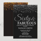 60e verjaardag Zestig en fantastische zilveren gli Kaart (Voorkant / Achterkant)