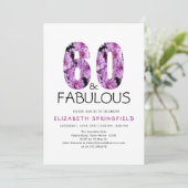 60e verjaardag Zestig en Paarse Floral van Fabulou Kaart (Staand voorkant)