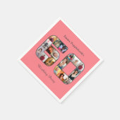 60e verjaardag Zestig foto collage Blush Roze Servet (Hoek)