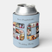 60e verjaardag Zestig foto collage poeder blauw Blikjeskoeler (Blikje Voorkant)