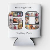 60e verjaardag Zestig foto collage wit Blikjeskoeler (Voorkant)