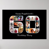 60e verjaardag Zestig foto collage zwart Poster (Voorkant)