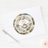60e verjaardag Zestig Theeliefhebber Theepot Blad  Ronde Sticker (Envelop)