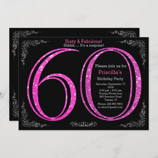 60e verjaardag, zestigjarig, Gatsby, zwart zilver Kaart (Voorkant / Achterkant)