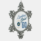 60e verjaardag Ziet er goed uit Tin Sneeuwvlok Ornament (Links)