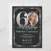 60e verjaardag Zilver en Zwart Uitnodiging (Voorkant)