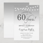 60e verjaardag - Zilver Wit Kaart (Voorkant / Achterkant)