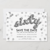 60e verjaardag Zilveren ballon glitter Bewaar de d Kaart (Voorkant)