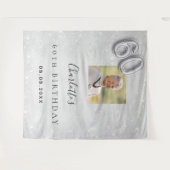 60e verjaardag zilveren foto glitter stof welkom wandkleed (Voorkant (horizontaal))