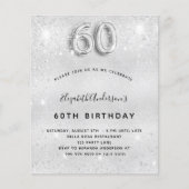 60e verjaardag zilveren glitter budgetuitnodiging flyer (Voorkant)
