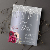 60e verjaardag zilveren glitter druppelt sparen de briefkaart