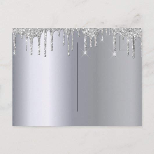 60e verjaardag zilveren glitter druppelt sparen de briefkaart (Achterkant)