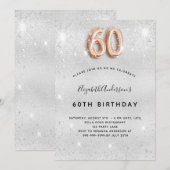 60e verjaardag zilveren gouden glitter kaart (Voorkant / Achterkant)