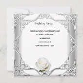 60e verjaardag Zilveren kant White Rose 2 Kaart (Achterkant)