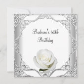 60e verjaardag Zilveren kant White Rose 2 Kaart (Voorkant)