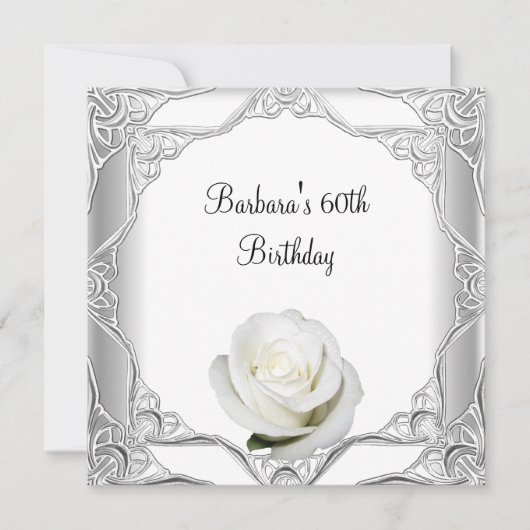 60e verjaardag Zilveren kant White Rose 2 Kaart (Voorkant)