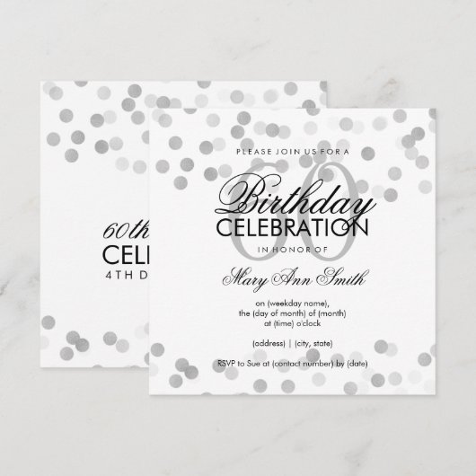 60e verjaardag Zilveren olie Glitter Lichten Kaart (Voorkant / Achterkant)