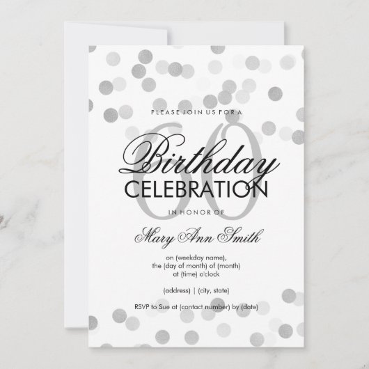 60e verjaardag Zilveren olie Glitter Lichten Kaart (Voorkant)