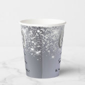 60e verjaardag zilverglitterstofmonogram papieren bekers (Rechts)