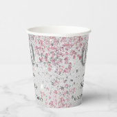 60e verjaardag zilverkleurige roze glitter papieren bekers (Rechts)