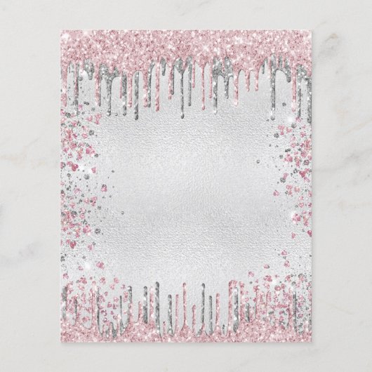 60e verjaardag zilverroze budgetuitnodiging flyer (Achterkant)