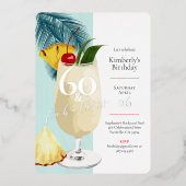 60e verjaardag Zomer Groene Cocktail Party Folie Uitnodiging (Voorkant)