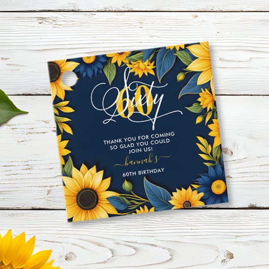 60e verjaardag zonnebloem dank u bedankjes labels