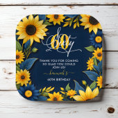 60e verjaardag zonnebloem dank u papieren bordje