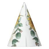 60e verjaardag Zonnebloem Eucalyptus Party Feesthoedjes (Achterkant)