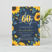 60e verjaardag zonnebloem foto kaart (Staand voorkant)