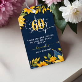 60e verjaardag Zonnebloem Rustiek Cadeaulabel