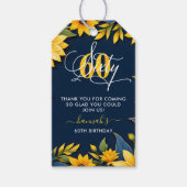 60e verjaardag Zonnebloem Rustiek Cadeaulabel (Voorkant)