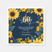 60e verjaardag Zonnebloem Rustiek Servet (Voorkant)