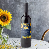 60e verjaardag Zonnebloem Rustiek Wijn Etiket