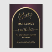 60e verjaardag zwart bordeauxrood Save the Date-ma (Voorkant)